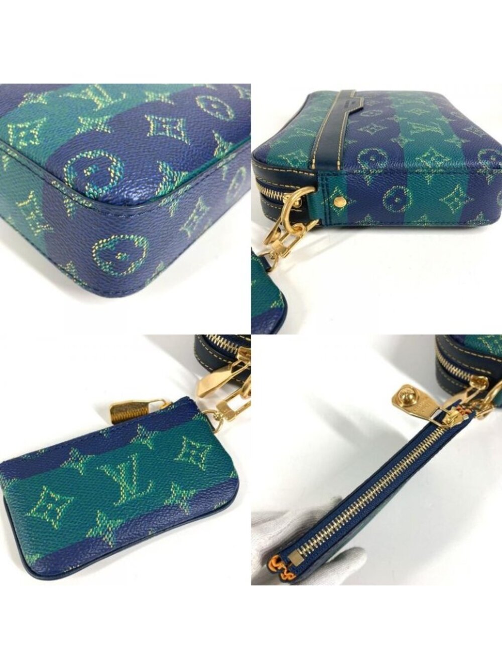 Louis Vuitton Second Trio Messenger Large Small Pouch Only Stripe Green - Picture 7 of 9